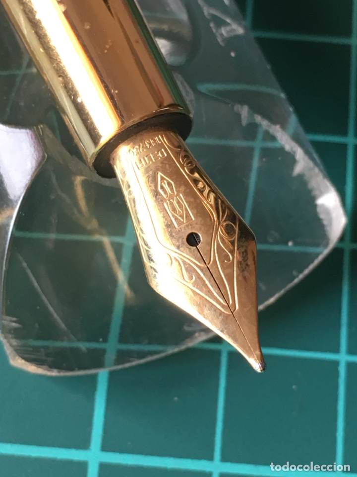 Plumas estilogr&aacute;ficas antiguas: Pluma Delta papillon celluloid Verde - Foto 15