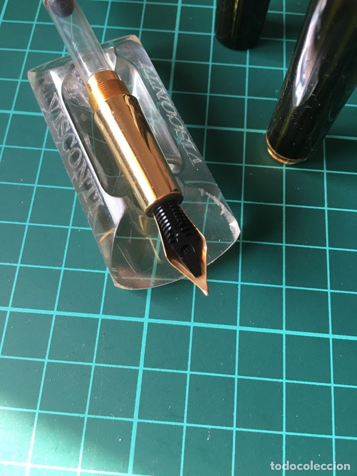 Plumas estilogr&aacute;ficas antiguas: Pluma Delta papillon celluloid Verde - Foto 16