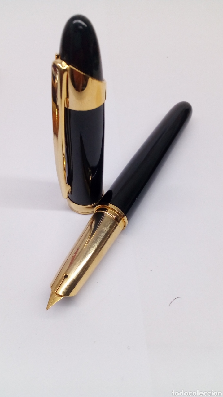 Penne stilografiche antiche: Pluma cuerpo lacado negro