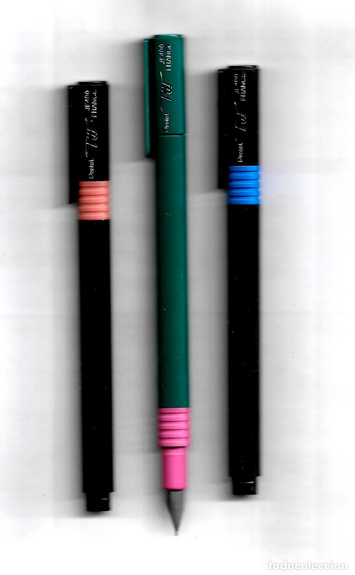 Plumas estilogr&aacute;ficas antiguas: LOTE DE TRES PLUMAS PENTEL - SIN USAR - Foto 1