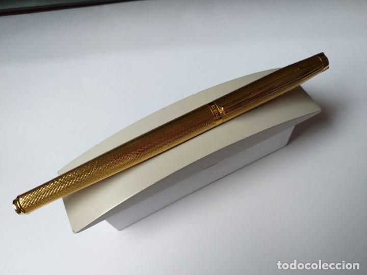 Plumas estilogr&aacute;ficas antiguas: Pluma Elysee chapada en oro made in Germany.Como nueva sin usar. - Foto 6