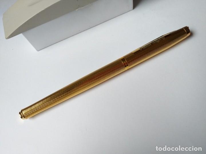 Plumas estilogr&aacute;ficas antiguas: Pluma Elysee chapada en oro made in Germany.Como nueva sin usar. - Foto 9