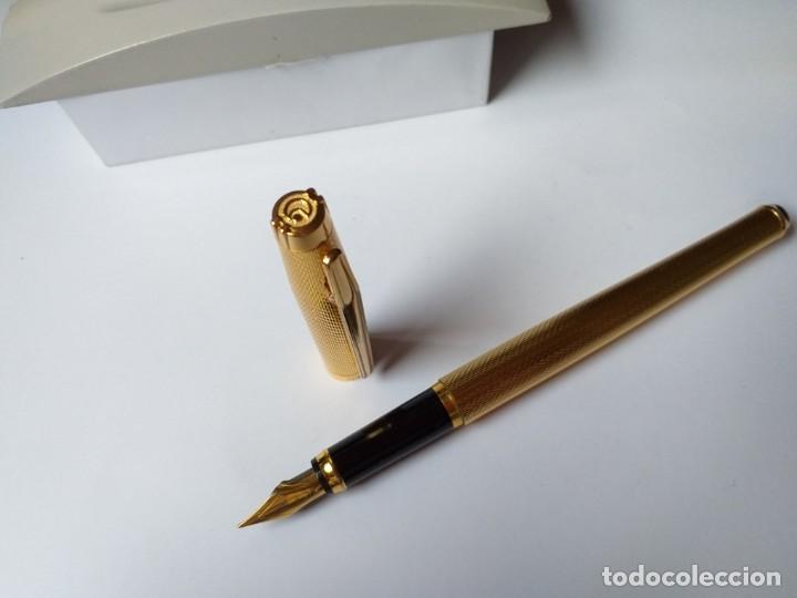 Plumas estilogr&aacute;ficas antiguas: Pluma Elysee chapada en oro made in Germany.Como nueva sin usar. - Foto 10