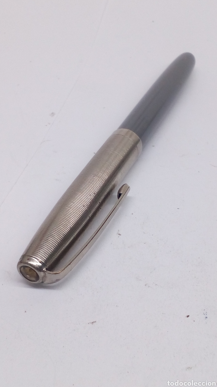 Penne stilografiche antiche: Pluma lacado gris antigua fabricacion Espa&ntilde;ola