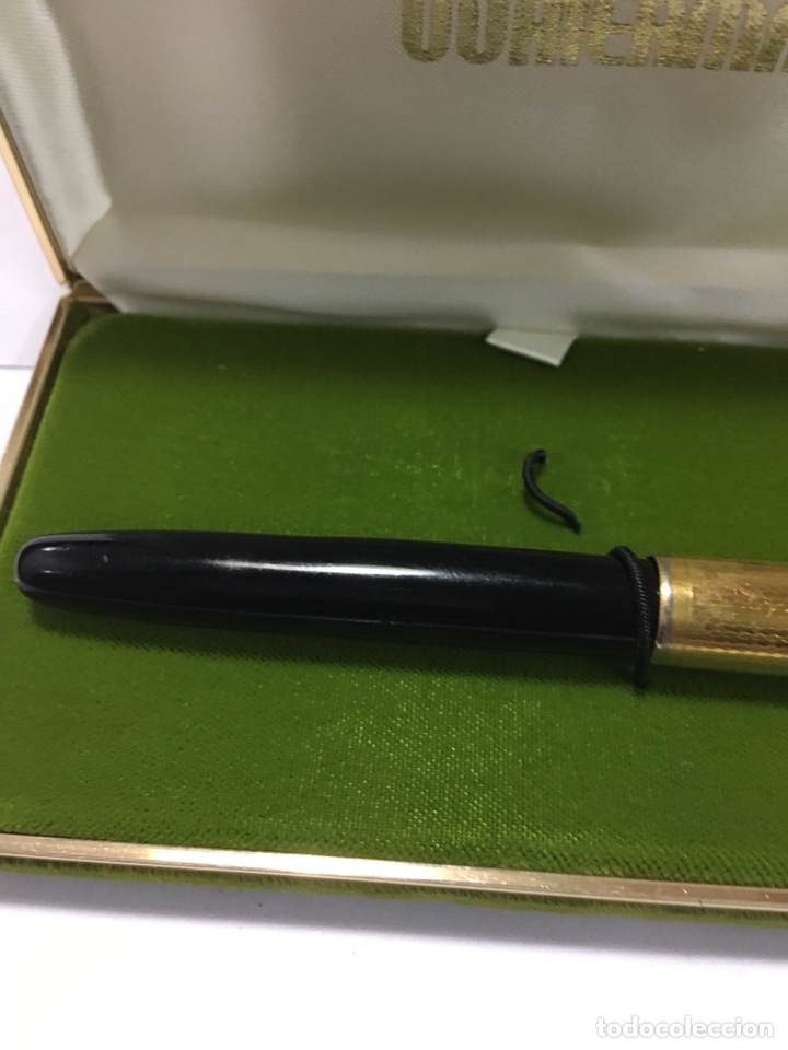 Plumas estilogr&aacute;ficas antiguas: Pluma Waterman 515 celuloide negro y capuch&oacute;n chapado - Foto 3
