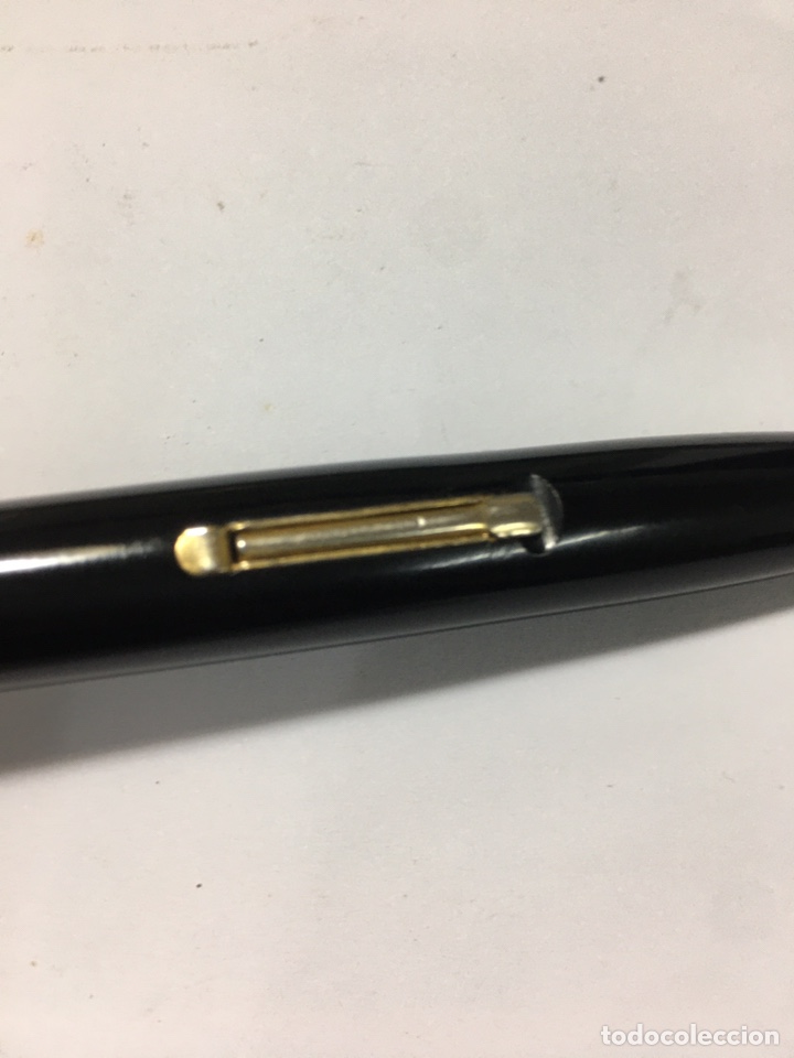 Plumas estilogr&aacute;ficas antiguas: Pluma Waterman 515 celuloide negro y capuch&oacute;n chapado - Foto 4
