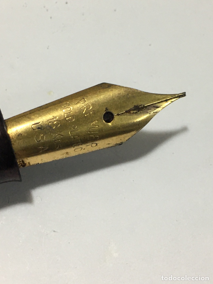 Plumas estilogr&aacute;ficas antiguas: Pluma Waterman 515 celuloide negro y capuch&oacute;n chapado - Foto 6