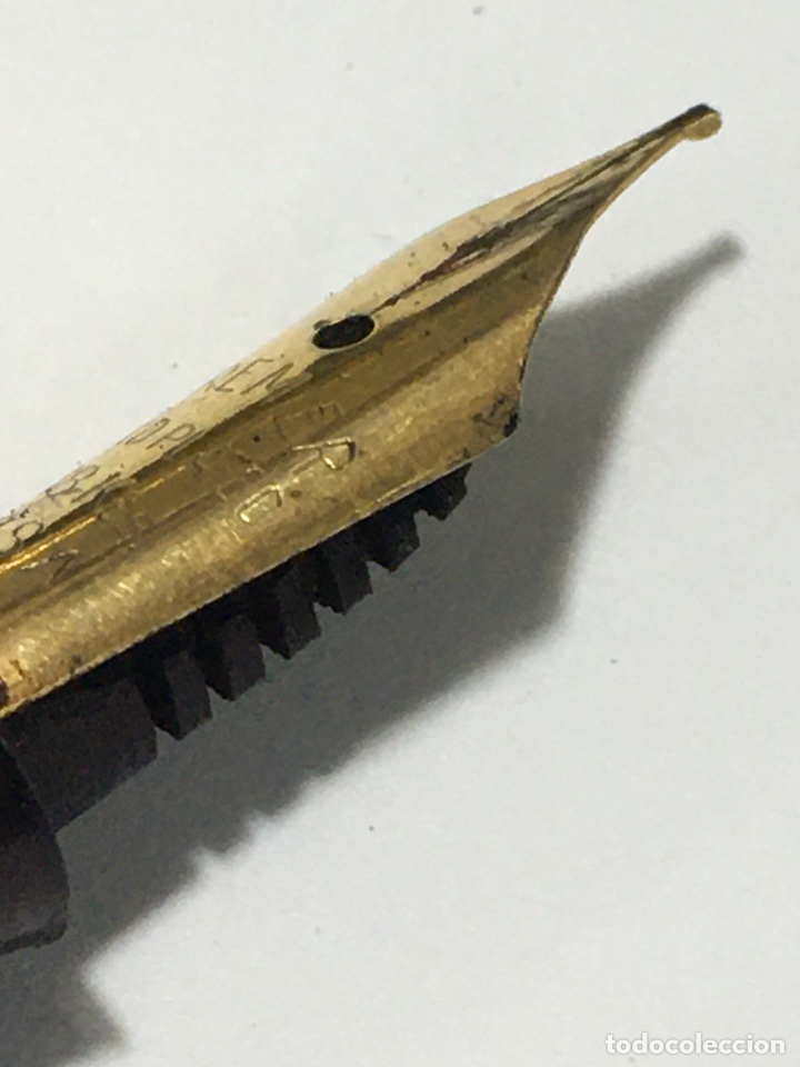 Plumas estilogr&aacute;ficas antiguas: Pluma Waterman 515 celuloide negro y capuch&oacute;n chapado - Foto 7