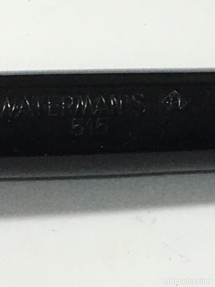 Plumas estilogr&aacute;ficas antiguas: Pluma Waterman 515 celuloide negro y capuch&oacute;n chapado - Foto 10