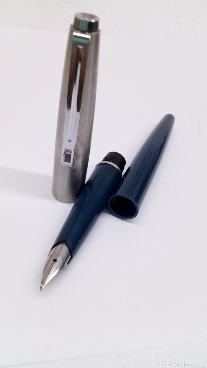 Plumas estilogr&aacute;ficas antiguas: Pluma Inoxcrom 77 lacado azul - Foto 5