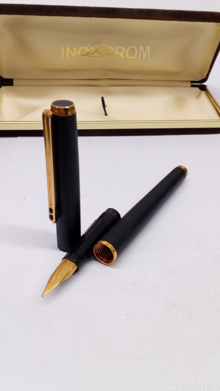 Plumas estilogr&aacute;ficas antiguas: Pluma Inoxcrom lacado negro - Foto 1