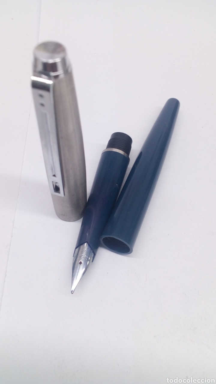 Plumas estilogr&aacute;ficas antiguas: Pluma Inoxcrom 77 lacado azul - Foto 3