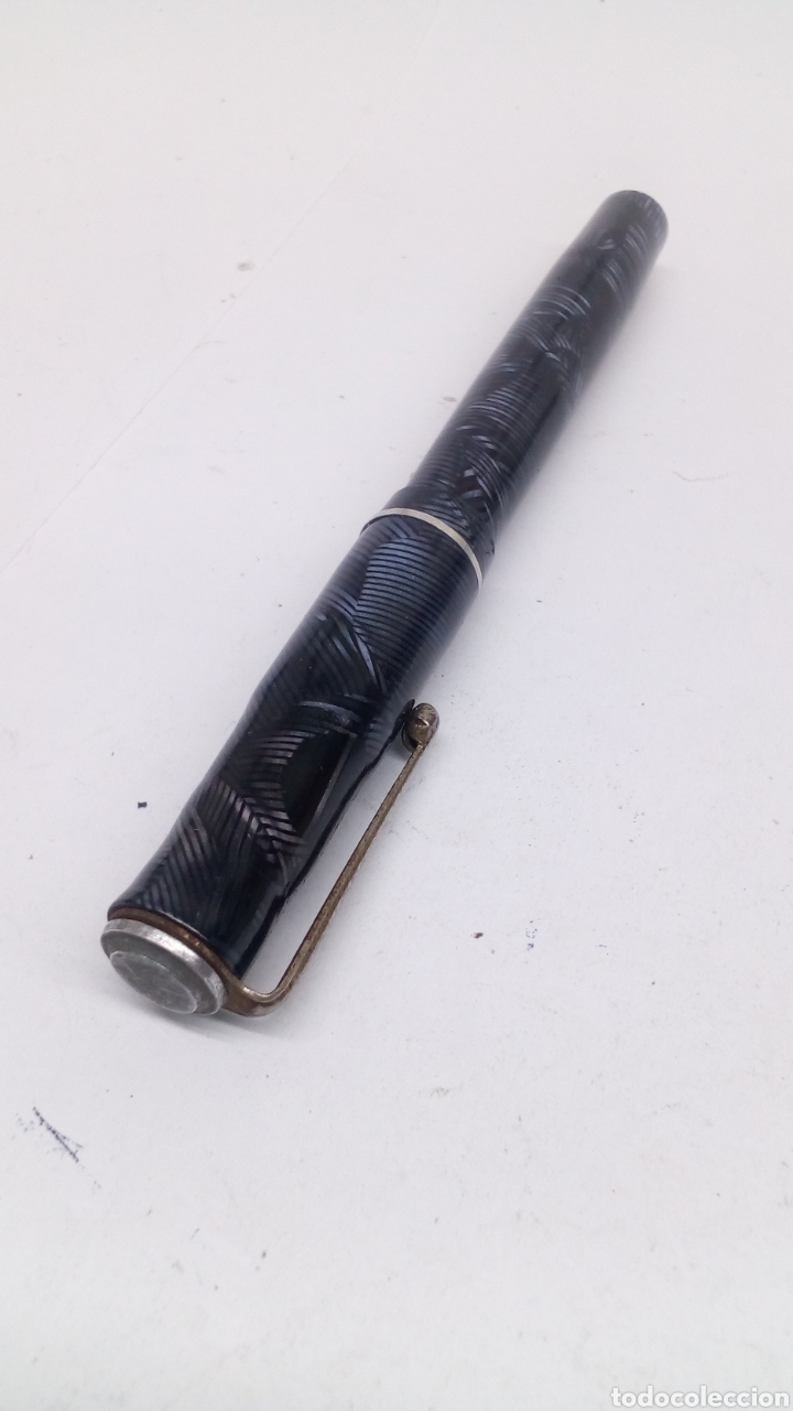 Alte F&uuml;llfederhalter: Pluma Walk over marmolado azul antiguo- PALANCA /PLUMA14-5