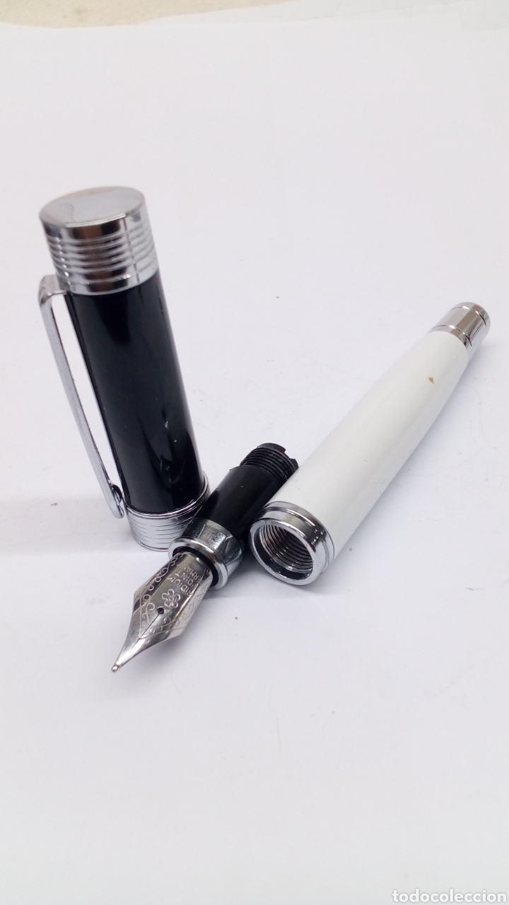 Penne stilografiche antiche: Pluma gran calidad cuerpo lacado blanco Germany