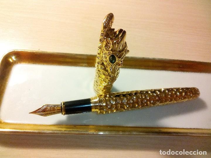 Plumas estilogr&aacute;ficas antiguas: PLUMA LEOPARDO COLOR ORO - Foto 2