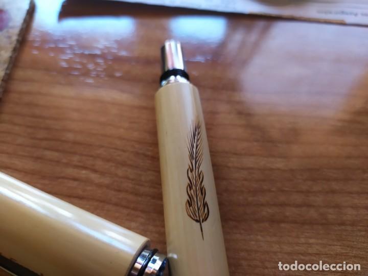 Plumas estilogr&aacute;ficas antiguas: PLUMA DE BAMBU,COMO NUEVA.CON NOMBRE GRABADO. - Foto 5