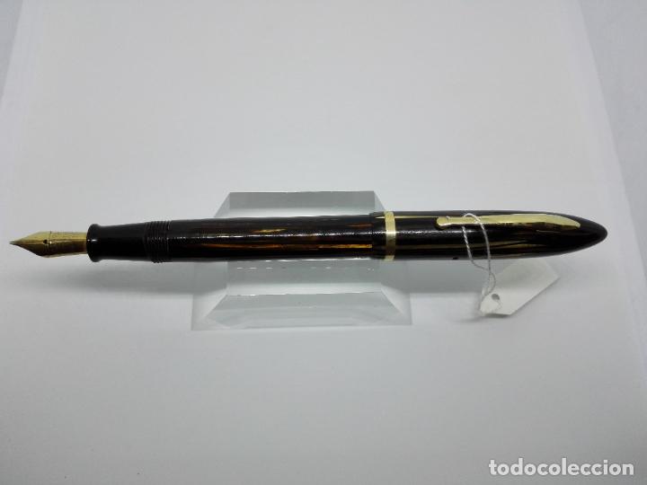 Plumas estilogr&aacute;ficas antiguas: SHEAFFER BALANCE BROWN STRIATED 14 KT - Foto 3