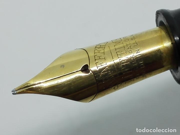 Plumas estilogr&aacute;ficas antiguas: SHEAFFER BALANCE BROWN STRIATED 14 KT - Foto 4