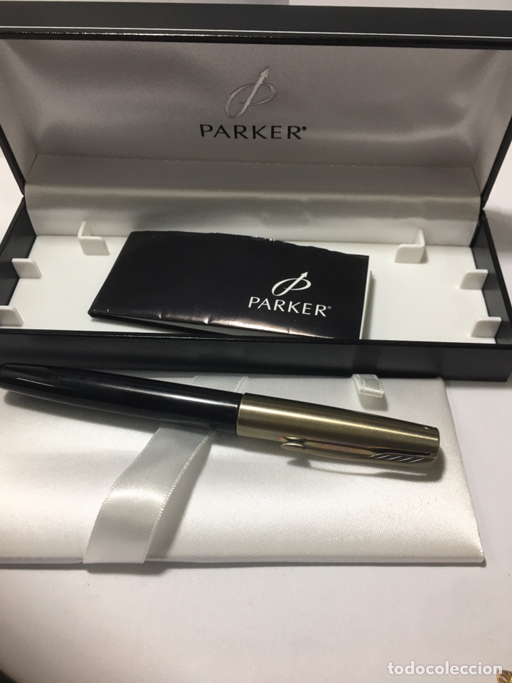 Plumas estilogr&aacute;ficas antiguas: Pluma Parker Frontier celuloide negro como nueva - Foto 9
