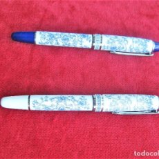 Penne stilografiche antiche: 2 PLUMAS EN PORCELANA FINA SIN USAR COM EMBOLO DE ABSORCIÓN, PLUMÍN GRANDE. Lote 328681638