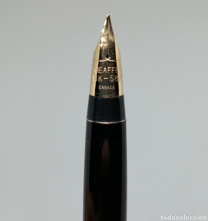 Plumas estilogr&aacute;ficas antiguas: Conjunto Sheaffer cuerpo y capuch&oacute;n dorado - Foto 4