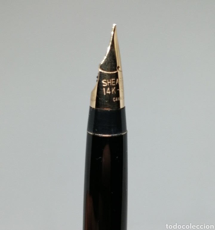 Plumas estilogr&aacute;ficas antiguas: Conjunto Sheaffer cuerpo y capuch&oacute;n dorado - Foto 5