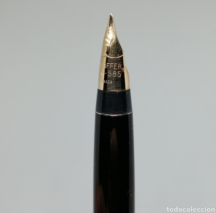 Plumas estilogr&aacute;ficas antiguas: Conjunto Sheaffer cuerpo y capuch&oacute;n dorado - Foto 6