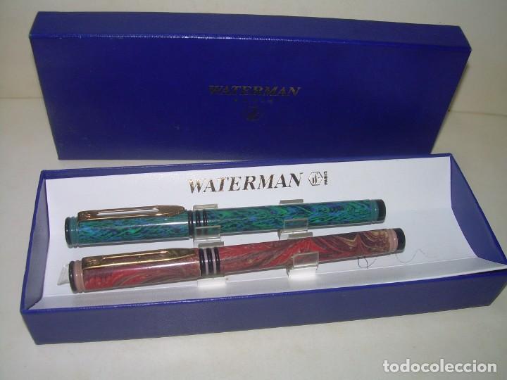 Plumas estilogr&aacute;ficas antiguas: CAJA ORIGINAL CON DOS PLUMAS....WATERMAN. - Foto 1
