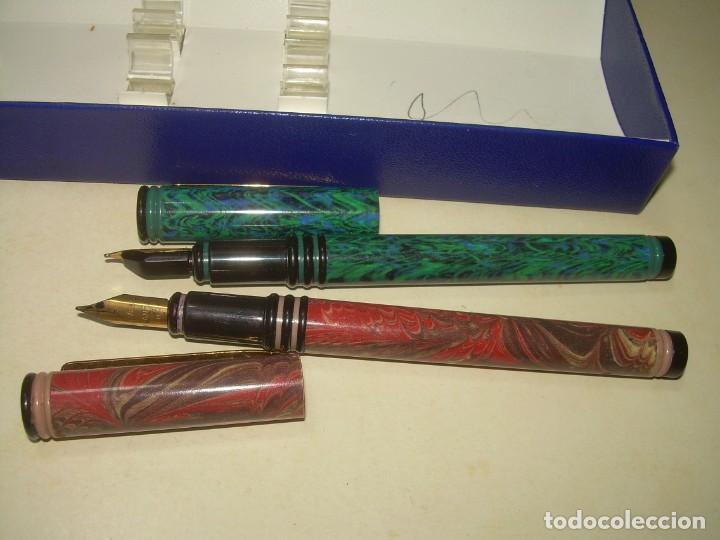 Plumas estilogr&aacute;ficas antiguas: CAJA ORIGINAL CON DOS PLUMAS....WATERMAN. - Foto 2