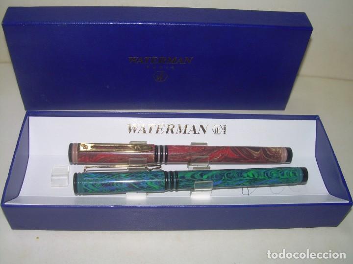 Plumas estilogr&aacute;ficas antiguas: CAJA ORIGINAL CON DOS PLUMAS....WATERMAN. - Foto 4