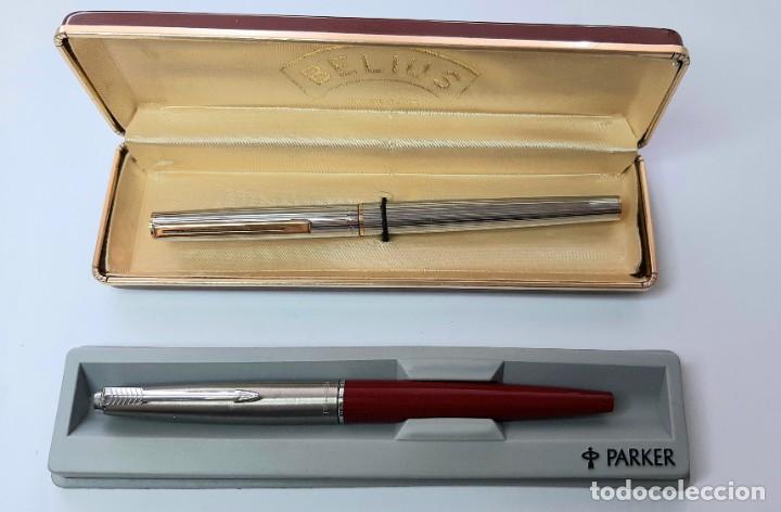 Plumas estilogr&aacute;ficas antiguas: Lote de dos plumas Parker y Belius - Foto 1