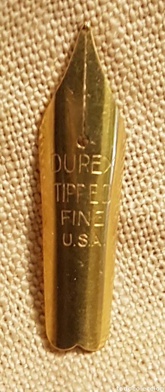 Plumas estilogr&aacute;ficas antiguas: Plumin de oro Durex tipped fine U.S.A - Foto 2