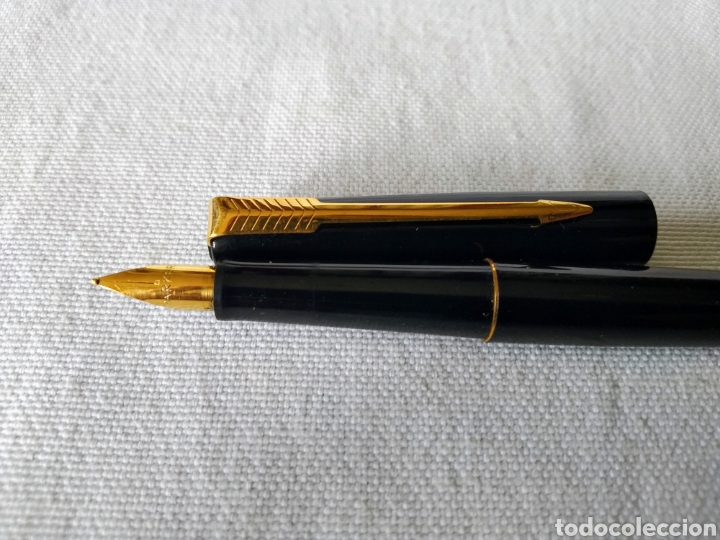 Plumas estilogr&aacute;ficas antiguas: PLUMA PARKER LACADA EN NEGRO - Foto 3