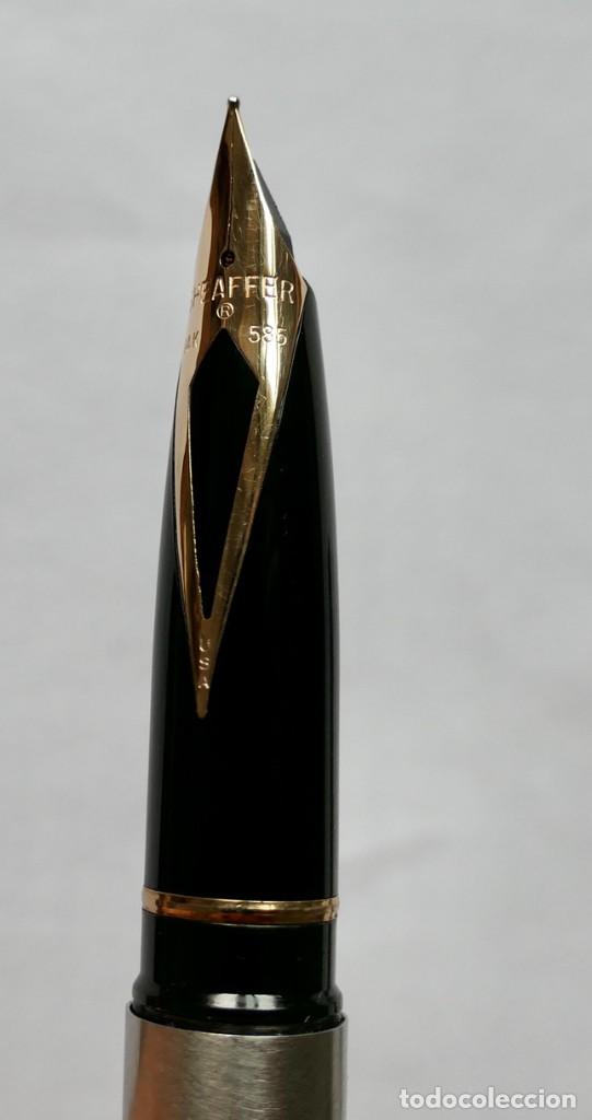 Plumas estilogr&aacute;ficas antiguas: SHEAFFER 585 14k USA PLATEADO - Foto 3