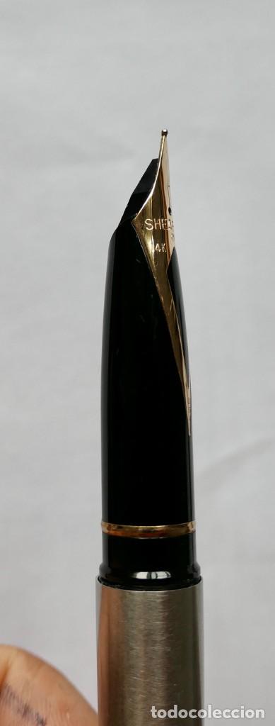 Plumas estilogr&aacute;ficas antiguas: SHEAFFER 585 14k USA PLATEADO - Foto 4