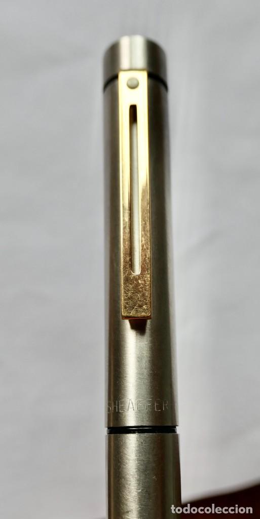 Plumas estilogr&aacute;ficas antiguas: SHEAFFER 585 14k USA PLATEADO - Foto 8