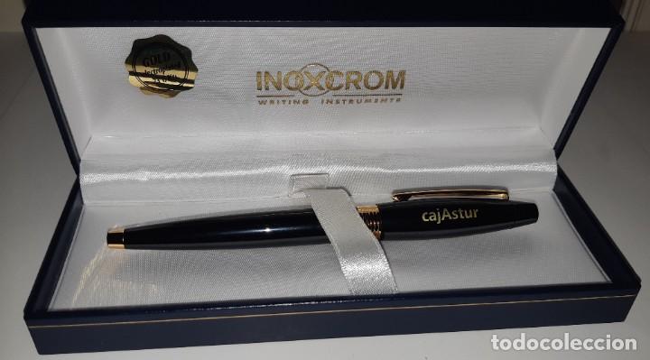Plumas estilogr&aacute;ficas antiguas: PLUMA EN ESTUCHE INOXCROM CAJASTUR - Foto 1
