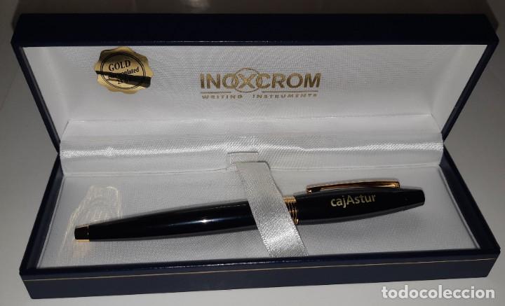 Plumas estilogr&aacute;ficas antiguas: PLUMA EN ESTUCHE INOXCROM CAJASTUR - Foto 3