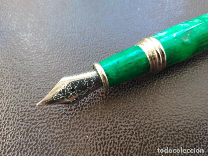 Plumas estilogr&aacute;ficas antiguas: PLUMA JEAN PIERRE LEPIN MARMOLADA VERDE. - Foto 3