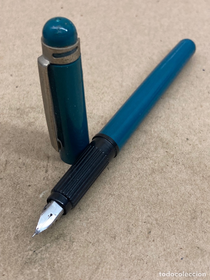 Alte F&uuml;llfederhalter: Pluma cuerpo celuloide azul