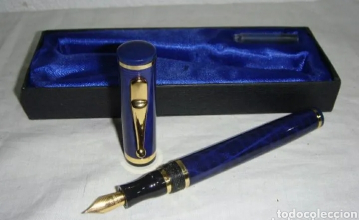 Plumas estilogr&aacute;ficas antiguas: Pluma estilogr&aacute;fica colecci&oacute;n azul - Foto 1