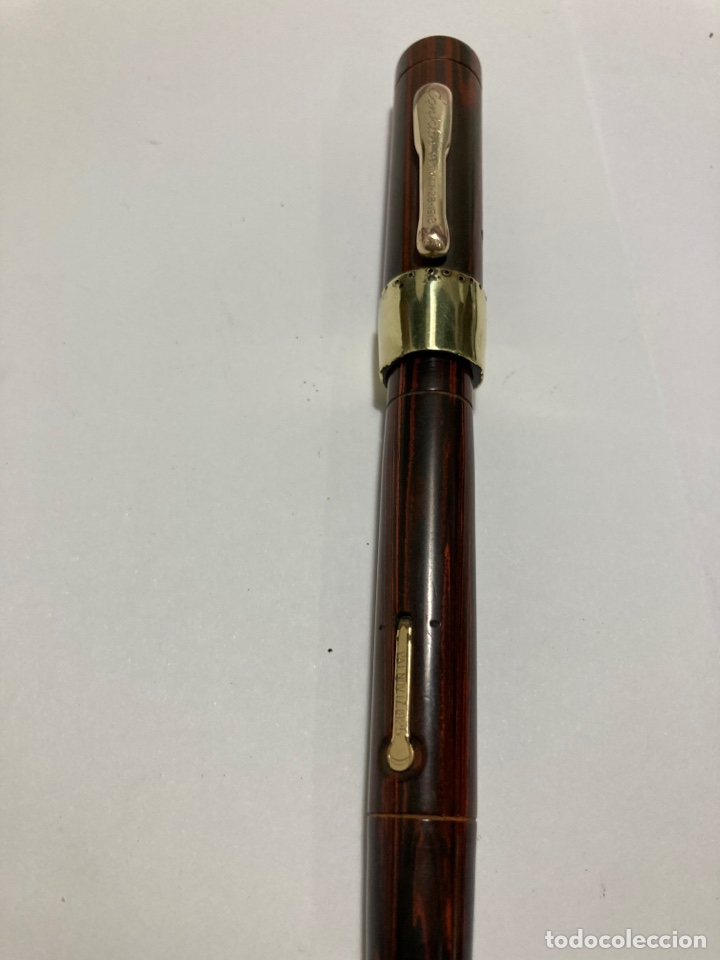 Alte F&uuml;llfederhalter: Conklin Toledo,Ohio Usa- Pluma estilogr&aacute;fica celuloide marm&oacute;l - Ca.1928 /PLUMA14-4