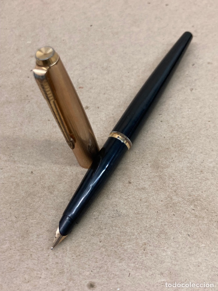 Alte F&uuml;llfederhalter: Pluma Parker 45 cuerpo celuloide negro plumin de oro antigua