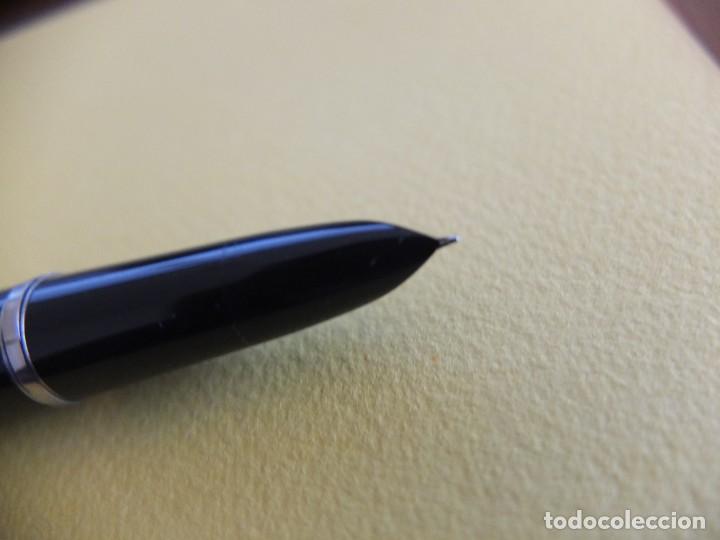 Plumas estilogr&aacute;ficas antiguas: Parker negra capuch&oacute;n de acero. - Foto 4