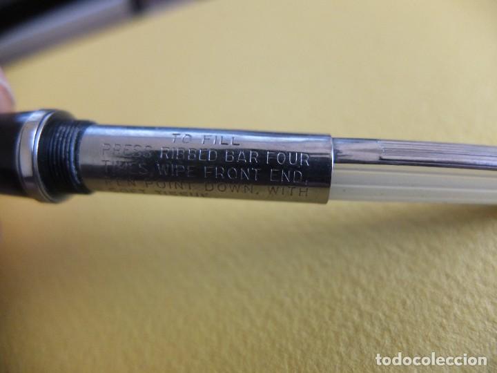 Plumas estilogr&aacute;ficas antiguas: Parker negra capuch&oacute;n de acero. - Foto 8