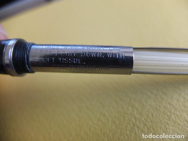 Plumas estilogr&aacute;ficas antiguas: Parker negra capuch&oacute;n de acero. - Foto 9