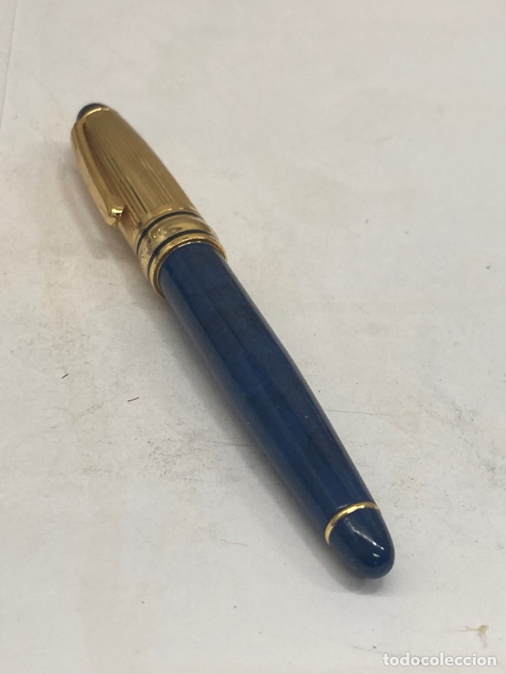 Alte F&uuml;llfederhalter: Pluma Vaccaro cuerpo marmolado azul nueva