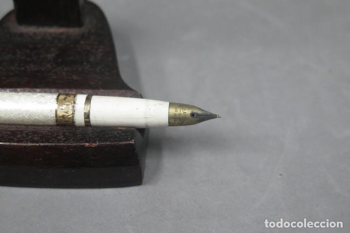 Plumas estilogr&aacute;ficas antiguas: PLUMA DE ESMALTE. &iquest;PLATA?. SHEAFFER. HACIA 1920 - Foto 6