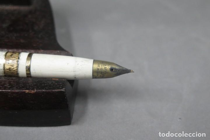Plumas estilogr&aacute;ficas antiguas: PLUMA DE ESMALTE. &iquest;PLATA?. SHEAFFER. HACIA 1920 - Foto 7