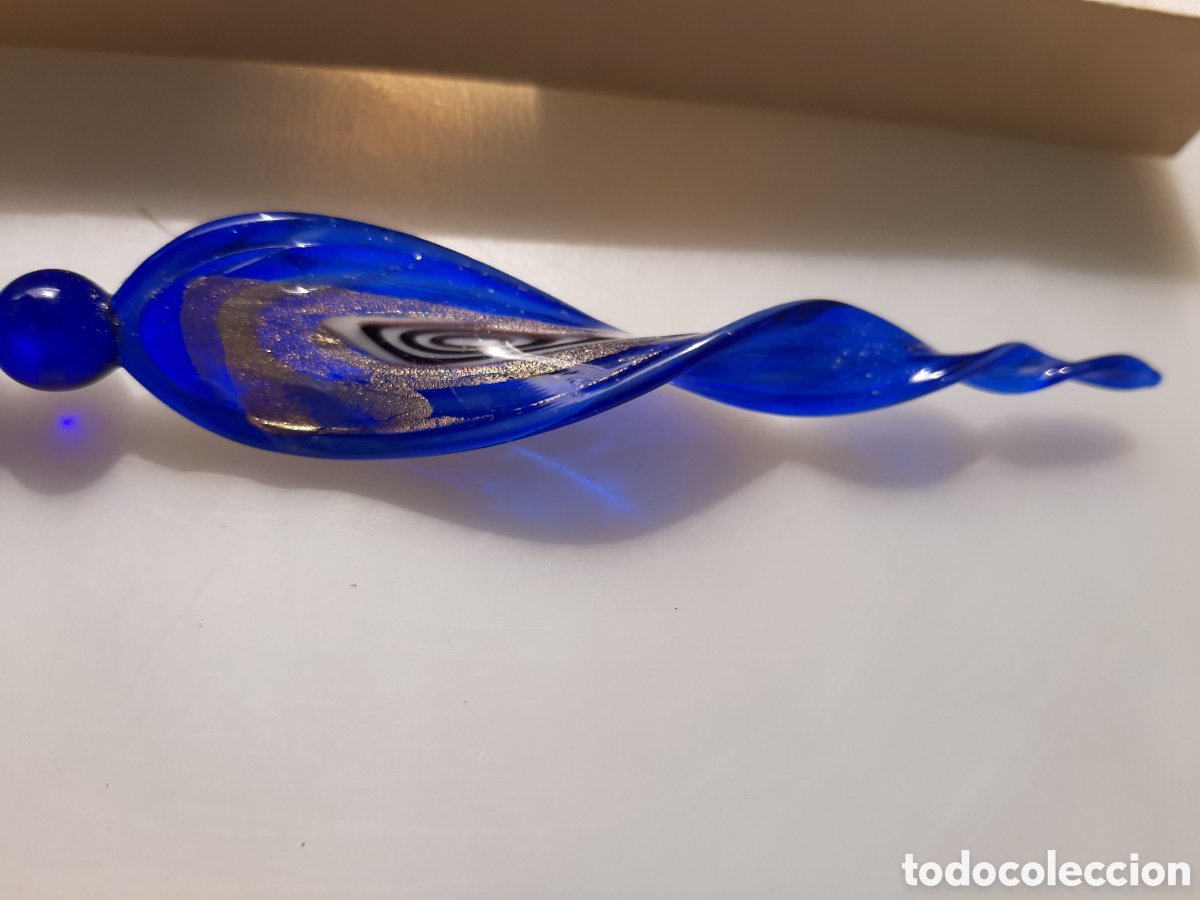 Plumas estilogr&aacute;ficas antiguas: PLUMA de Cristal pintada a mano. - Foto 5